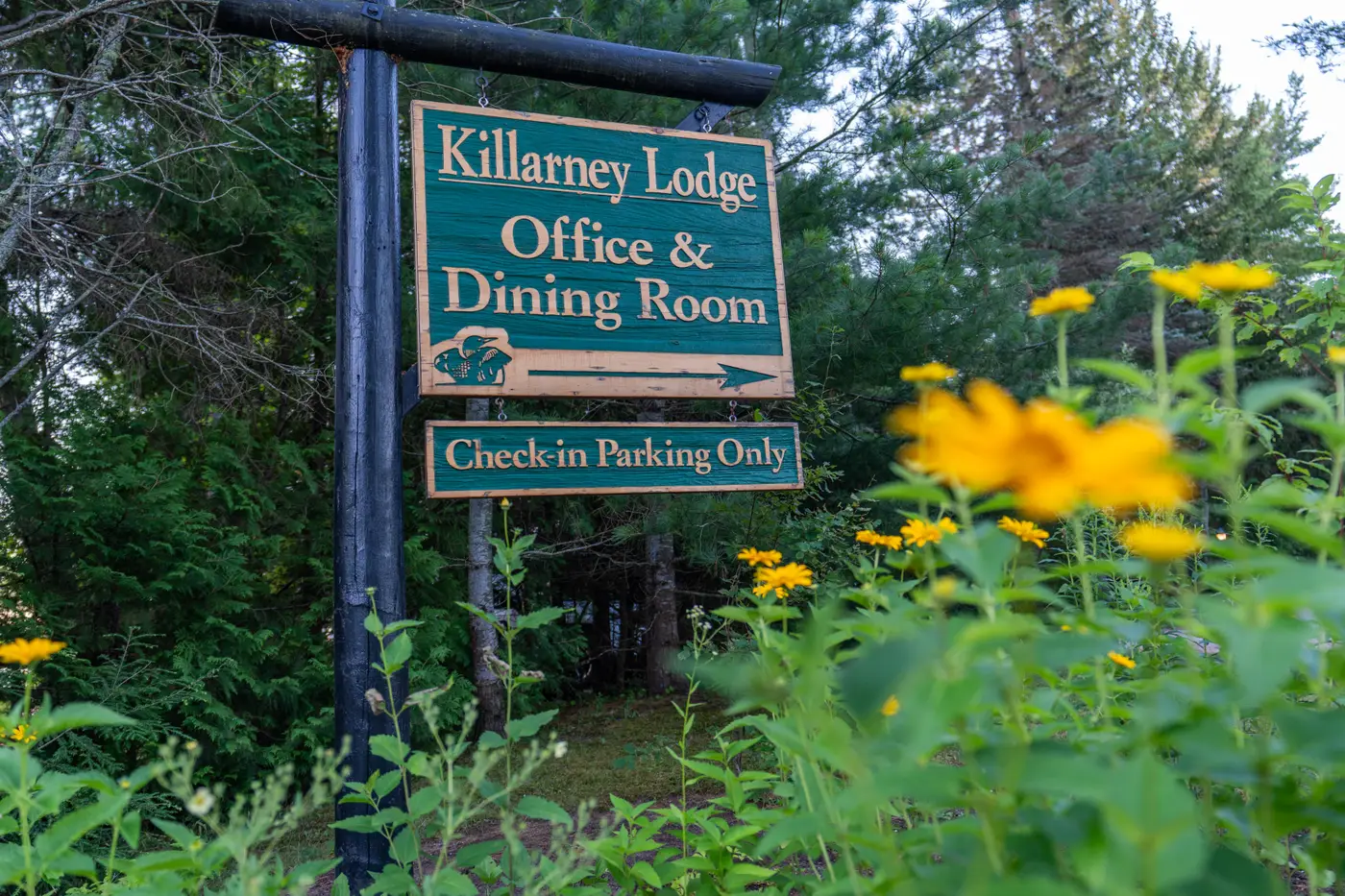 The dining room and office are conveniently located in our main cabin.