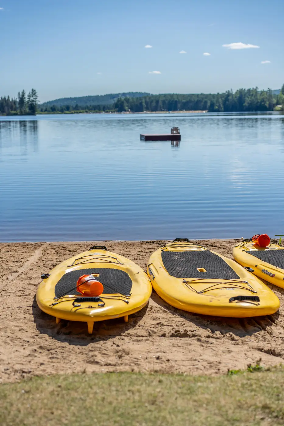 Stand up paddle boards are available at the shoreline beach.