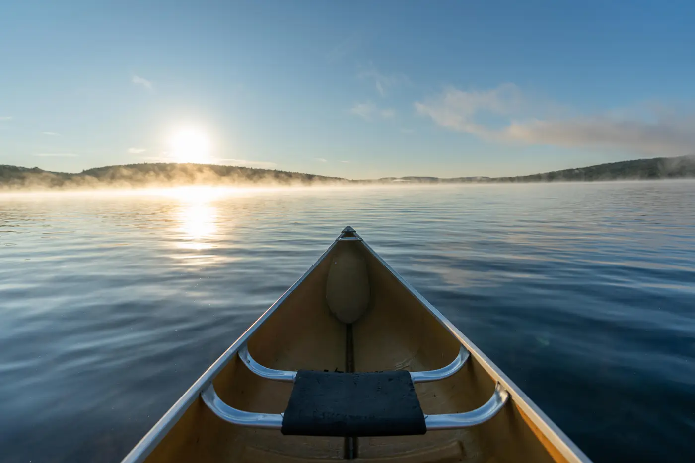Canoeing on the Lake of Two Rivers in Algonquin Park.