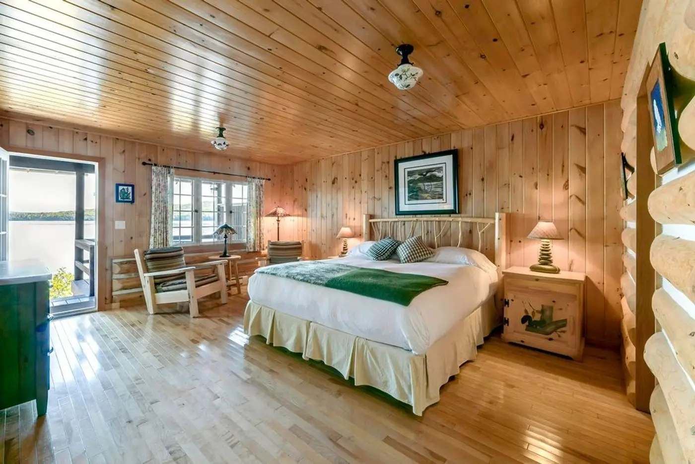 Bedroom in Main Lake Cabin at Killarney Lodge in Algonquin Park.