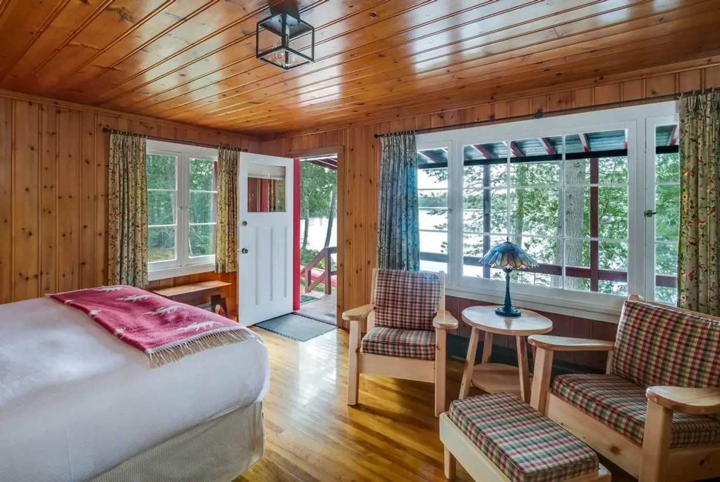 Inside view of a Prime Lake Cabin at Killarney Lodge in Algonquin Park.