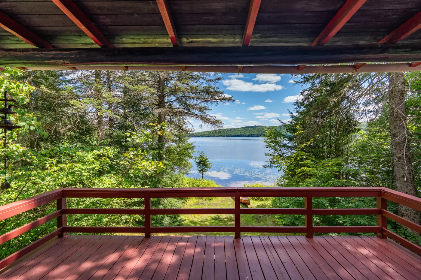 Lake view from the dock of a Shoreline Cabin at Killarney Lodge in Algonquin Park.