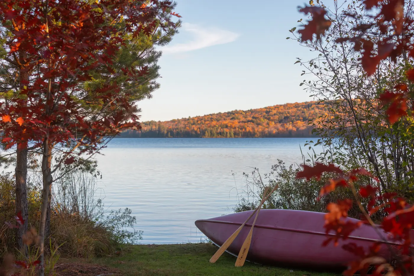 View of the lake at a Two Bedroom Cabin at Killarney Lodge in Algonquin Park.