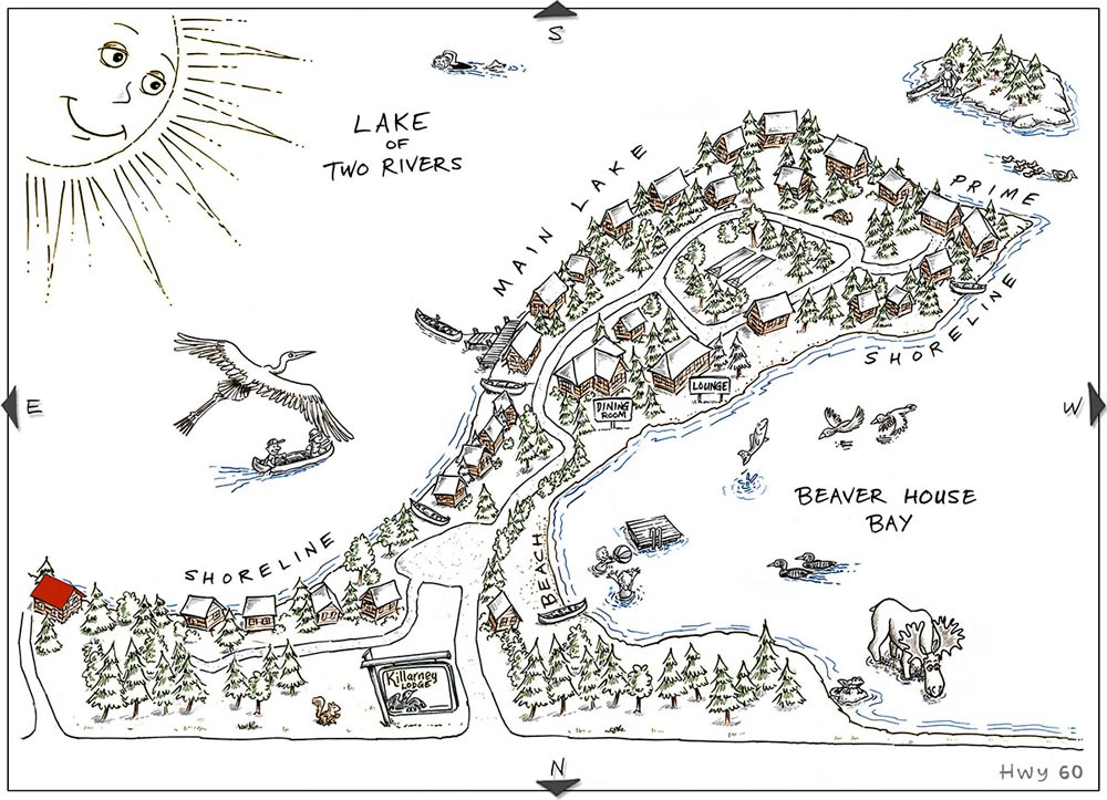 Map of Crowe Cottage at Killarney Lodge in Algonquin Park