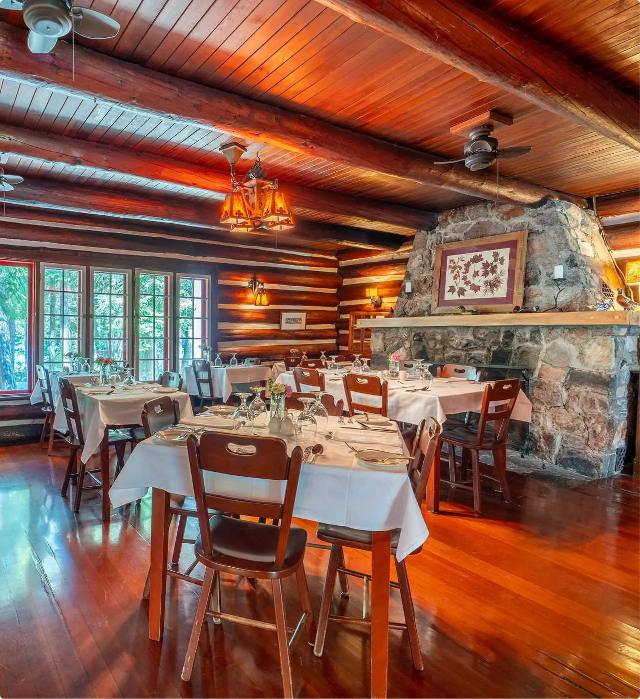 Our famous dining room, serving our Guests for decades at Killarney Lodge in Algonquin Park.