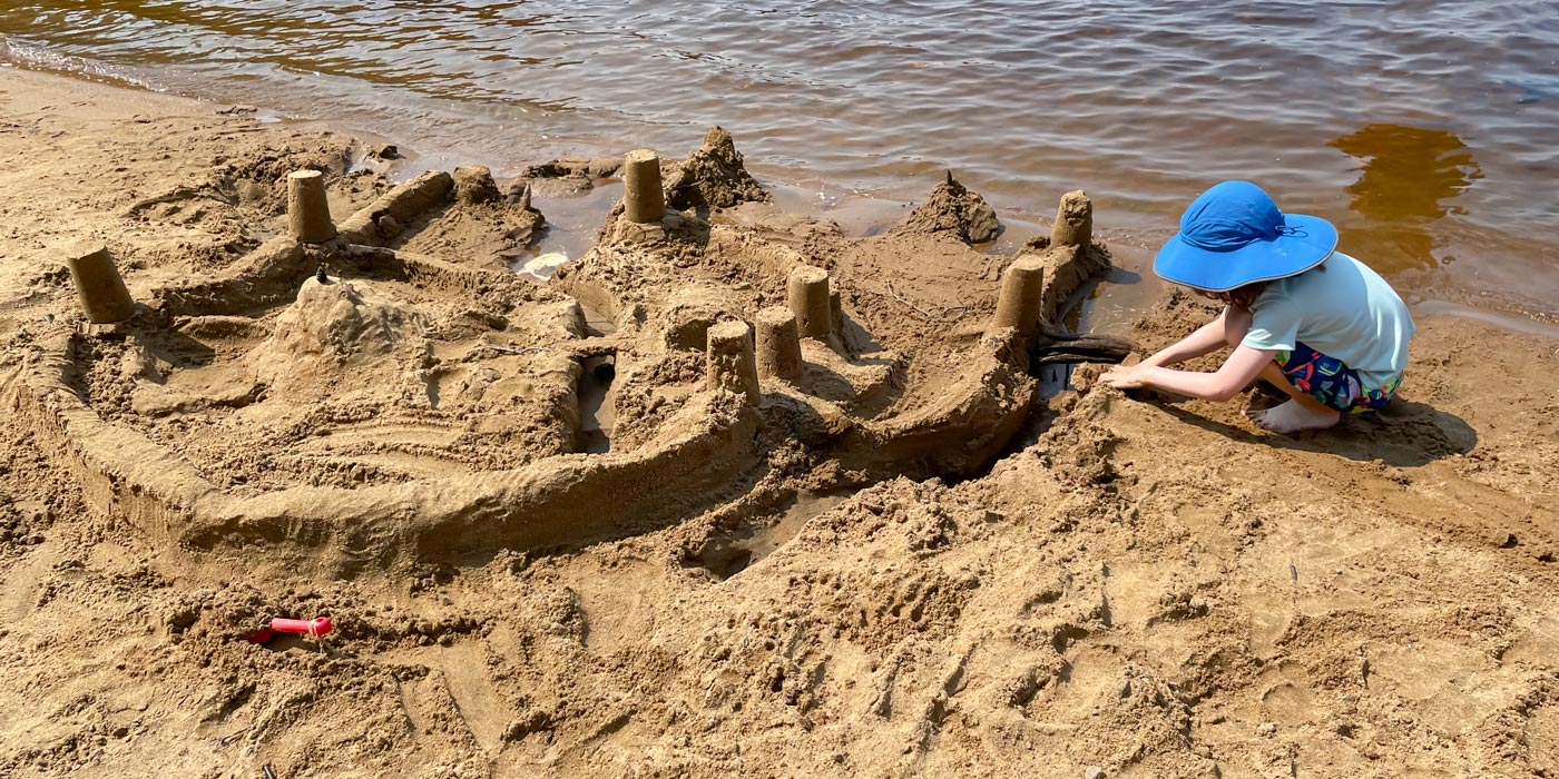 Sand castles on the beach at Killarney Lodge